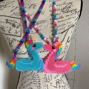 Colorful Beaded Unicorn Floatie Necklaces – Kawaii Rave Dance Festival Jewelry